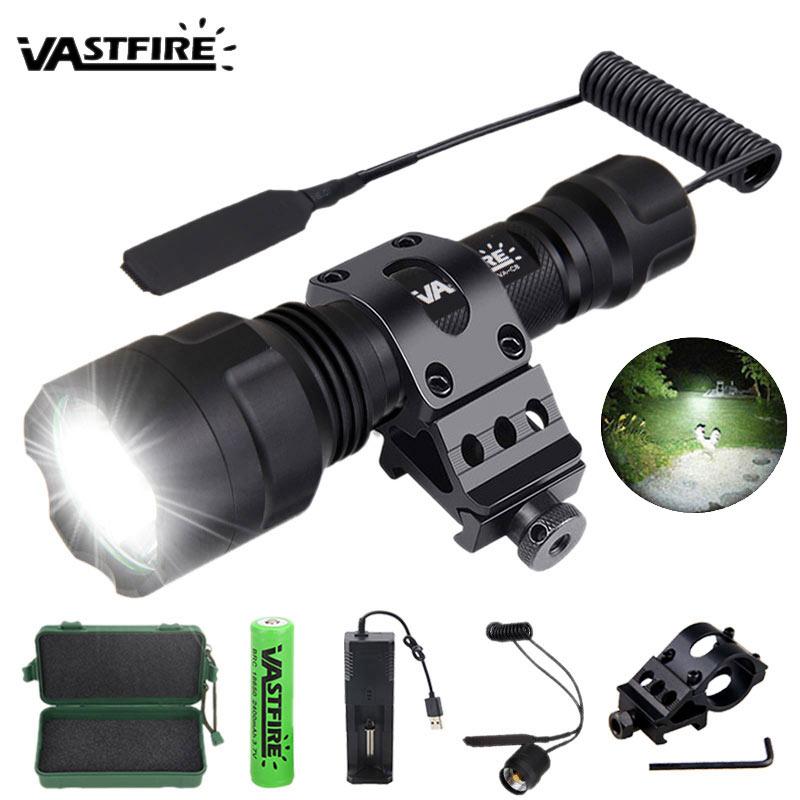 Светодиодный фонарик для охоты, зеленый/красный/белый свет, профессиональный тактический ночной разведывательный фонарь, набор для рыбалки, USB-фонарь для подзарядки
