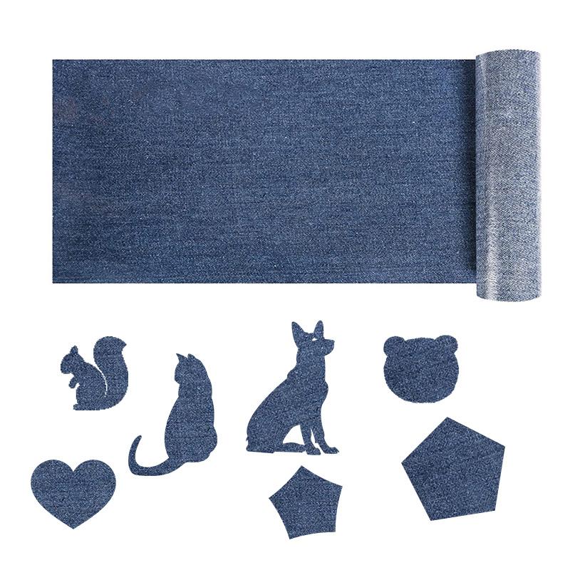 1 рулон дырок ремонт черный прямоугольник синяя ткань наклейка украшение куртка джинсы термоклеевые заплатки одежда джинсовая заплатка ручной работы 8x51см