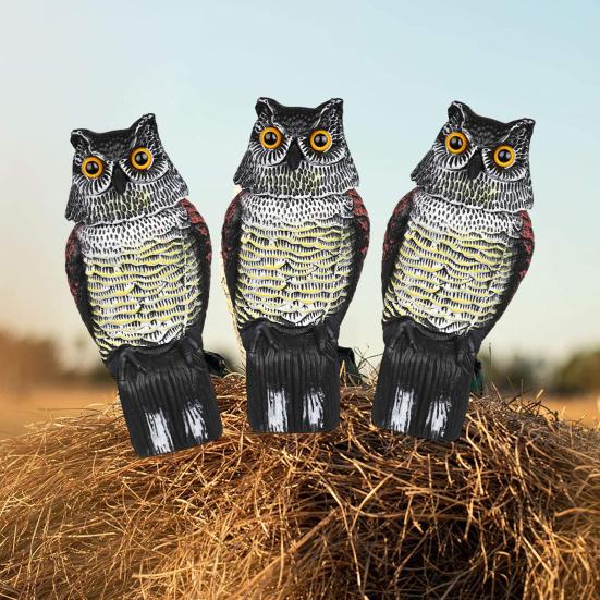 Садовая сова, пугало, устойчивое к атмосферным воздействиям, с вращающейся на 360 градусов головой, отпугивающая птиц и белок статуэтка совы для отпугивания птиц на крыльце патио