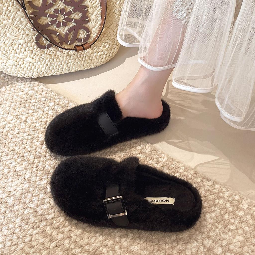 Premium Sense Inner Height Increase Thick Bottom Fluffy Slippers Women's Outer Wear 2025 New Autumn and Winter Super Fire Home Warm Cotton Slippers