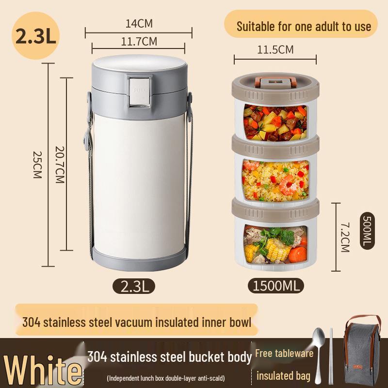 Многослойный термоланч-бокс из нержавеющей стали для офисных работников - Большой объем, длительное сохранение тепла, контейнер-бэнто
