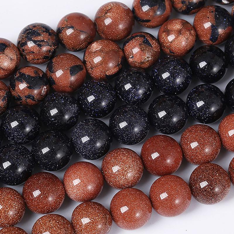 Gold SandStone Loose Round Beads 4 6 8 10 12 MM Charm Beads for Jewelry Making Charm Bracelet