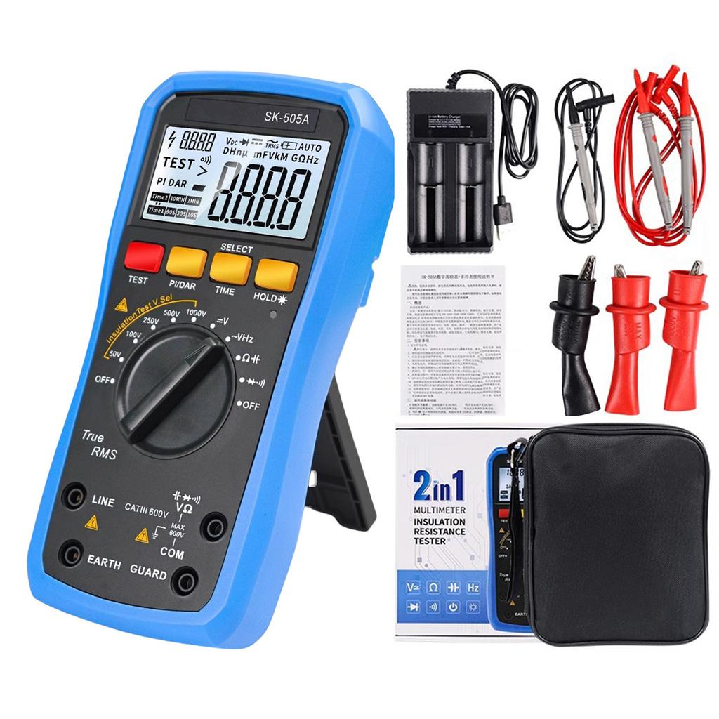 Insulation Resistance Tester 2000V Megohmmeter & Digital Multimeter ABS Resistor Meter for AC/DC Voltage Measurement