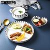 Ceramic Divided Plate for Children's Home Adult Fat-reducing Plate for Weight Loss Three Grid Plate for One Person