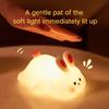 Adorable Bunny Night Lamp with Timer Touch Sensor Dimmable Voice Control Bedside Lamp Desktop Decoration
