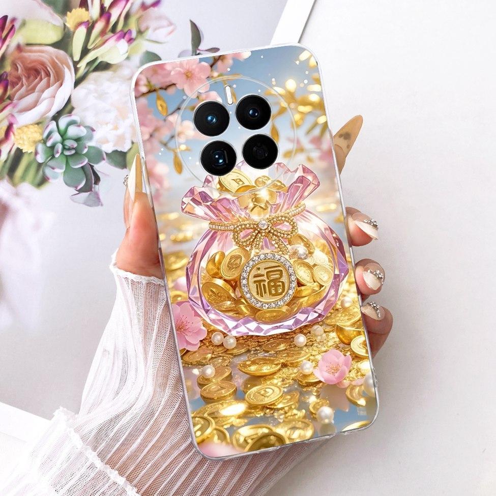 For Huawei Mate 50 Clear Case Cover Aesthetic Luxury Cute Cat Fashion Butterfly Funny Painted Funda For Huawei Mate 50E Casing
