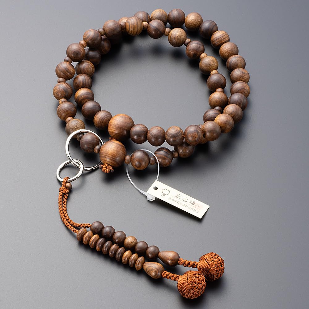 Buddhist Altar Shop Takita Shoten Buddhist Prayer Beads, Jodo Sect, Formal Prayer Beads for Men, Sandalwood (Matte), 9 inches, Pure Silk Flower