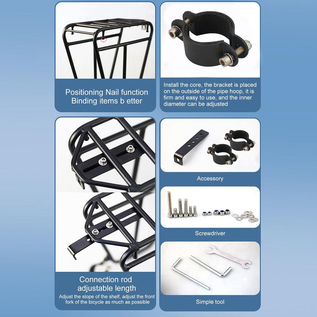 Стальной багажник на переднюю вилку велосипеда, регулируемая боковая стойка для сумок для горных велосипедов, для велоаксессуаров