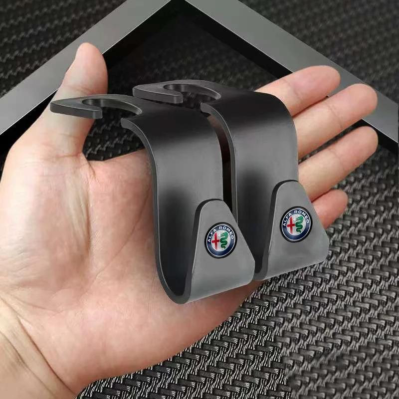 Car Stickers For Alfa Romeo 2Pcs Car Seat Back Hooks Auto Accessories For Alfa Romeo Spider Giulia Giulietta 156 Tonale Mito Ste
