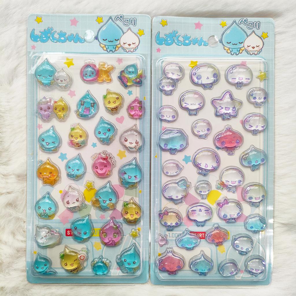 Kawaii Water Drop Bubble 3D Embossed Resin Stickers - DIY Decals for Phone Case Camera Cup Laptop Aesthetic Girls Birthday Gift