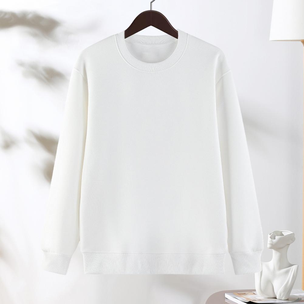 Унисекс Осень Зима Толстовка Круглый вырез Длинные рукава Эластичные манжеты Чистый цвет Термобелье Верх Базовая одежда Весна