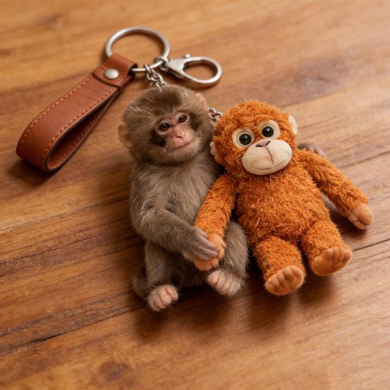 Брелок Обезьянка 2D Акриловая Милая Обезьянка Держит Плюшевую Игрушку Подвеска для Рюкзака Сумки Ключей от Машины Аксессуар