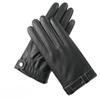 Leather Gloves for Men In Autumn and Winter Washing Leather PU Plus Velvet Warm Driving Motorcycle Touch Screen