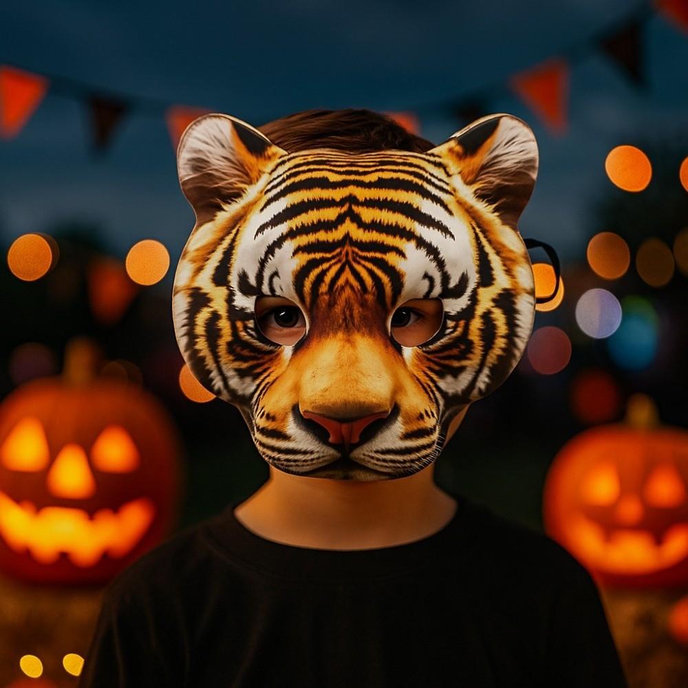 Wolf Tiger EVA Mask Party Props Animal Half Face Mask Funny Halloween Werewolf Mask  Carnival