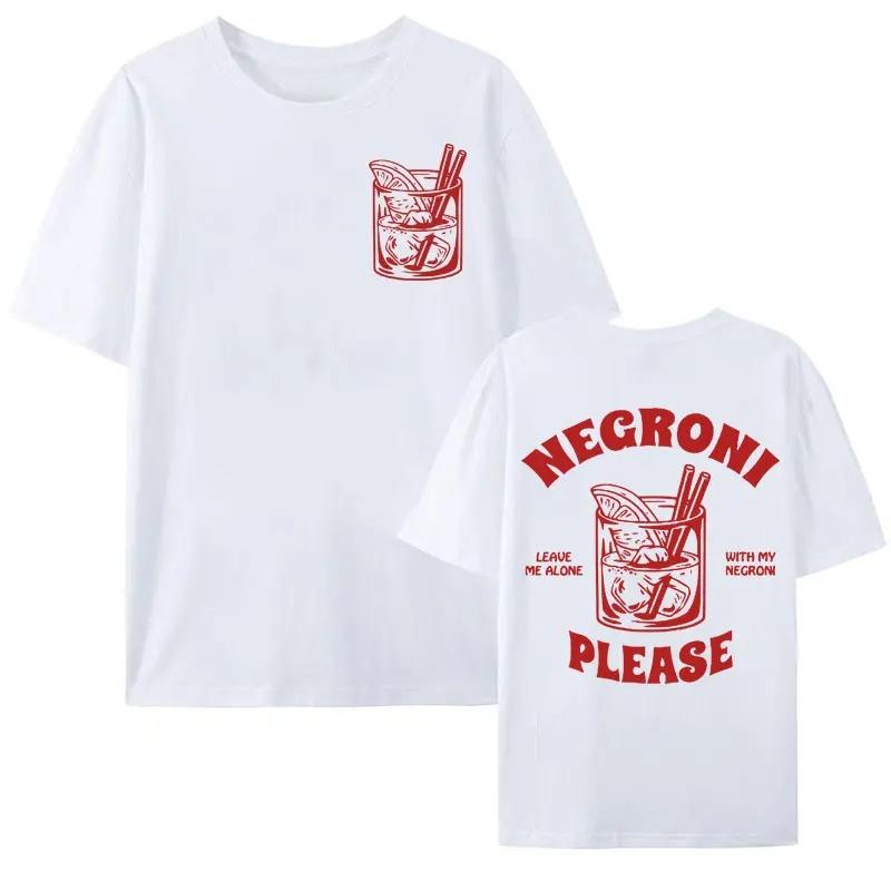 Negroni Please Retro Street Tshirt Fun Cocktail Beverages Cute Pattern Top Tshirt Womens Fashion Casual Tshirt