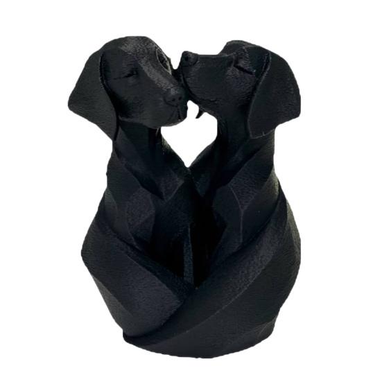 3D Printed Geometric Labrador Couple Statue Figurine Cuddling