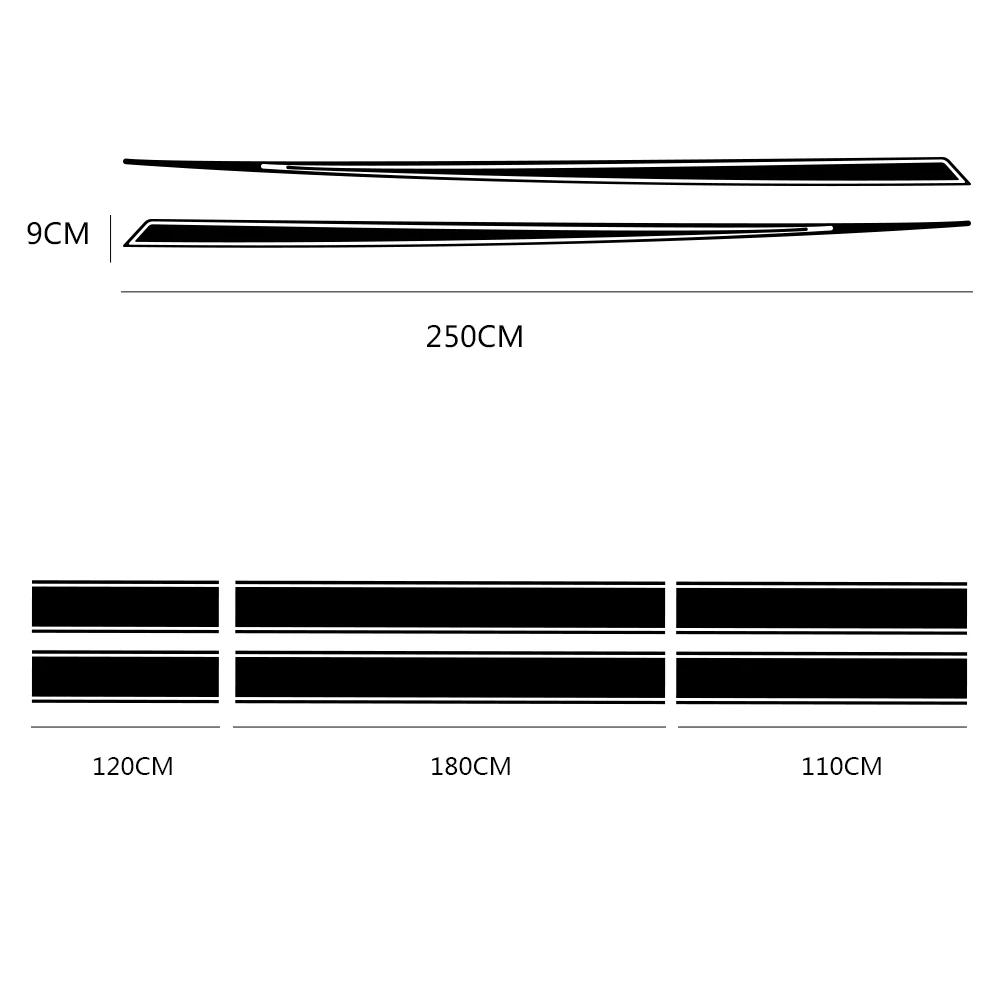 Универсальные ПВХ наклейки на капот и крышу автомобиля, длинные полосы, виниловая пленка для стайлинга, набор наклеек-отделок, декорация кузова, аксессуары для авто DIY тюнинга