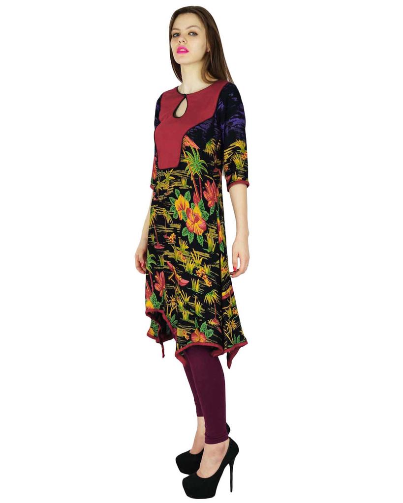 Phagun Designer Printed Kurta Women Indian Ethnic Kurti Casual Tunic Rayon