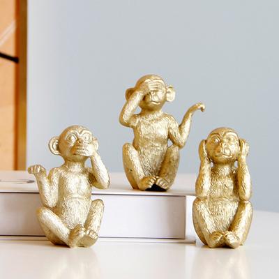 NORTHEUINS Смола 3 шт./комплект Обезьянка Не говори Слушай Смотри Фигурки Для Рабочего Стола Милое Животное Ручная Работа Декор для Дома и Офиса