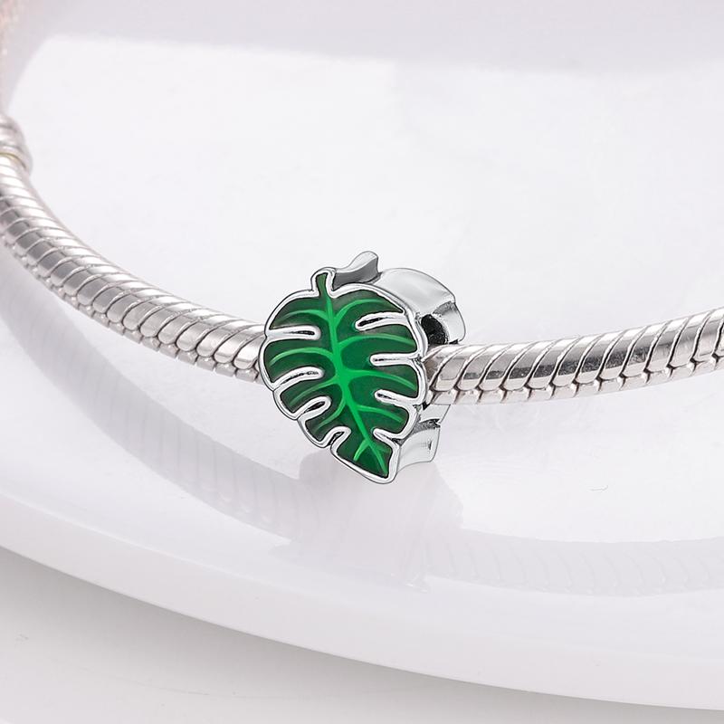925 Silver Green Series Tree Cactus Avocado Pendant DIY Charm Beads Fit Bangle Charms Bracelet Women Jewelry