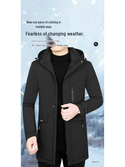 Мужская зимняя куртка Pierre Cardin 2025 с отстегивающейся подкладкой, на гусином пуху - Толстая, теплая, средней длины