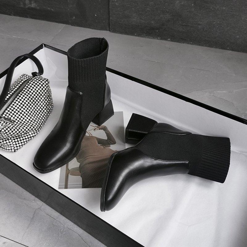 Модные новые удобные женские деловые ботинки для офиса, осенние модные однотонные туфли, женские высокие каблуки, женские ботильоны, резиновые сапоги