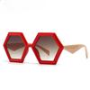 Retro Polygon Square Sunglasses Women Gradient Orange Tea Shades UV400 Men Double Color Trending Sun Glasses