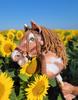 Hobby Horse Large Premium Stick Horse - Piebald Tobiano with Brown Mane A3