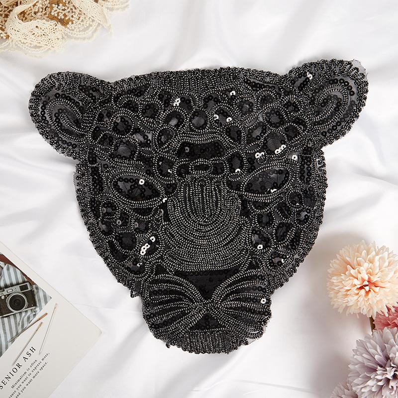 Leopard Patches For Clothing Black Sequin Diy Accessories For Clothes Badge
