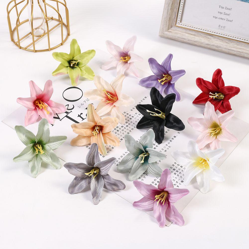 10/20/50 Pcs Silk Artificial Flower Lily Flower Head DIY Crafts Scrapbooking Home Wedding Room Party Wreath Decor Accessories