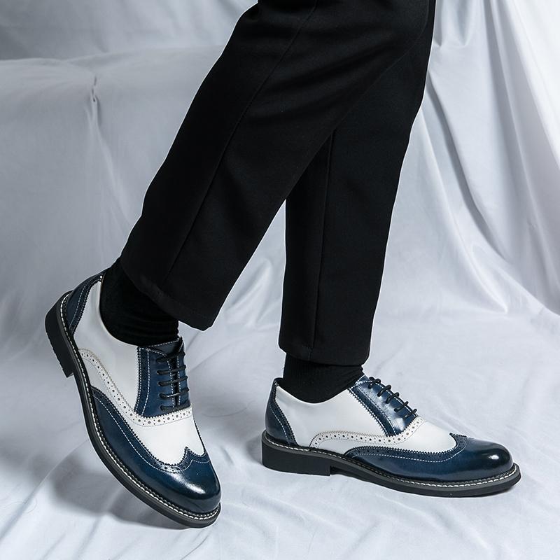 Fashion Brand Men Leather Casual Business Shoes New Lace Up Wearable Anti Slip Formal Office Work Shoes Men Party Wedding Oxford Shoes