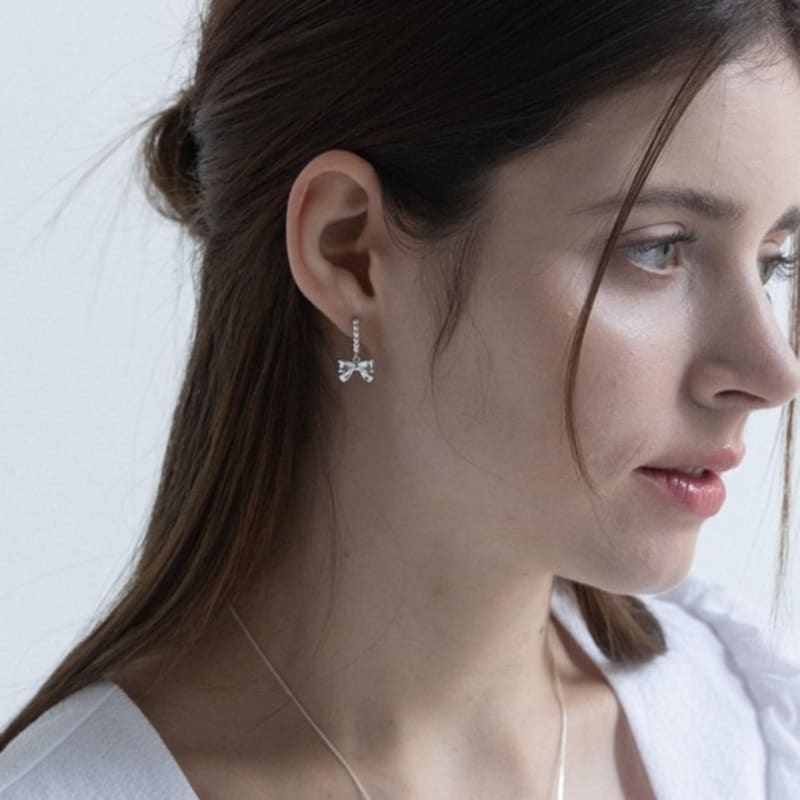 ДО ВОСХОДА ЛУНЫ [Серебро 925 пробы] Висячие серьги-ленты SE219 - Серебро