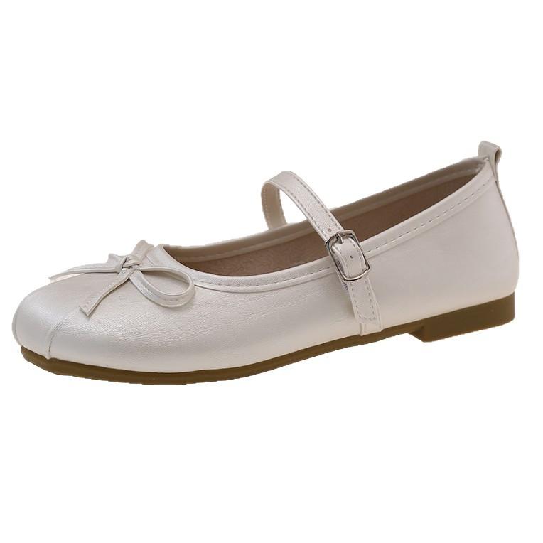 Французские серебристые балетки на плоской подошве женские 2025 новый темперамент бант фея ветер слово ремешок туфли Мэри Джейн