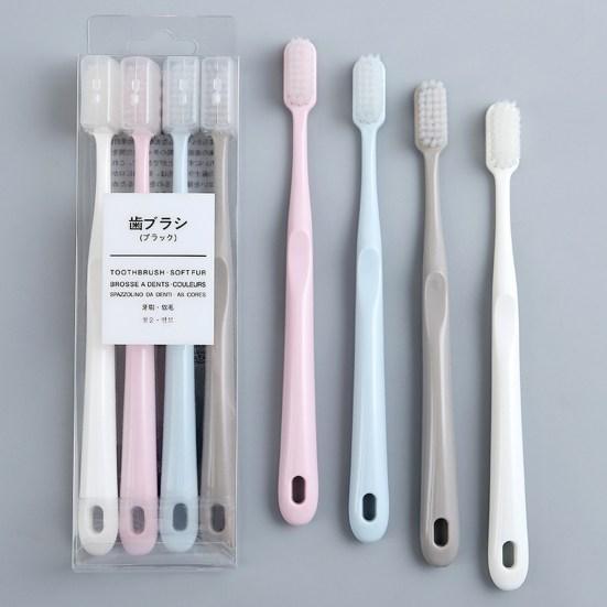 4Pcs Soft Toothbrushes Extra Soft Bristles Easy to Hold Comfortable Grip Individual Head Cover Food Grade Dental Care Travel Tooth Brushes