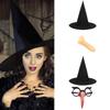 Женский костюм ведьмы Шляпа ведьмы Очки с носом Взрослый костюм ведьмы на Хэллоуин для женщин Маскарад Хэллоуина Косплей