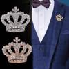 Luxury Rhinestone Crown Brooch Pin for Women Men Lapel Pins Suit Shirt Collar Badge Corsage Brooches for Men Jewelry Accessories
