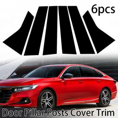 6x Накладки на стойки дверей и окон Декоративные Черные Подходят для Honda Accord 18-22