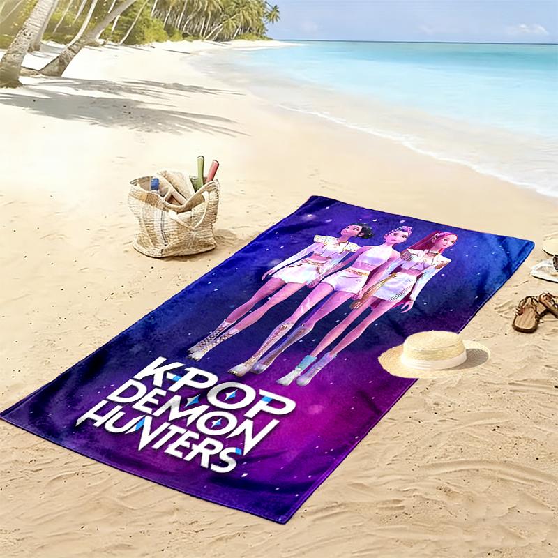 1pc Kpop Demon Hunters Beach Towel Ideal Birthday Gift For Family, A Vibrant Beach Towel Suitable for Outdoor Activities