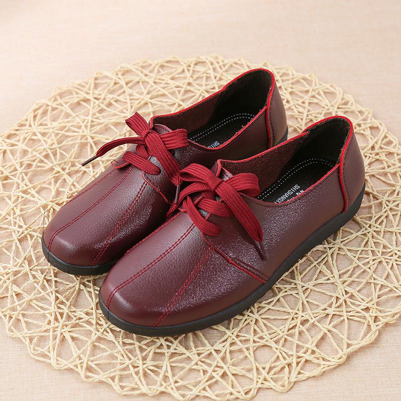 Spring and Autumn Single Shoes Soft Sole Non-slip Breathable Comfortable Work Shoes Leather Shoes Middle-aged Women's Shoes Professional Lace-up