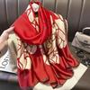 Новый Стиль Весна Лето Женский Шарф с Принтом Больших Цветов Популярный Женский Пляжный Шелковый Сатиновый Платок Модный Головной Платок