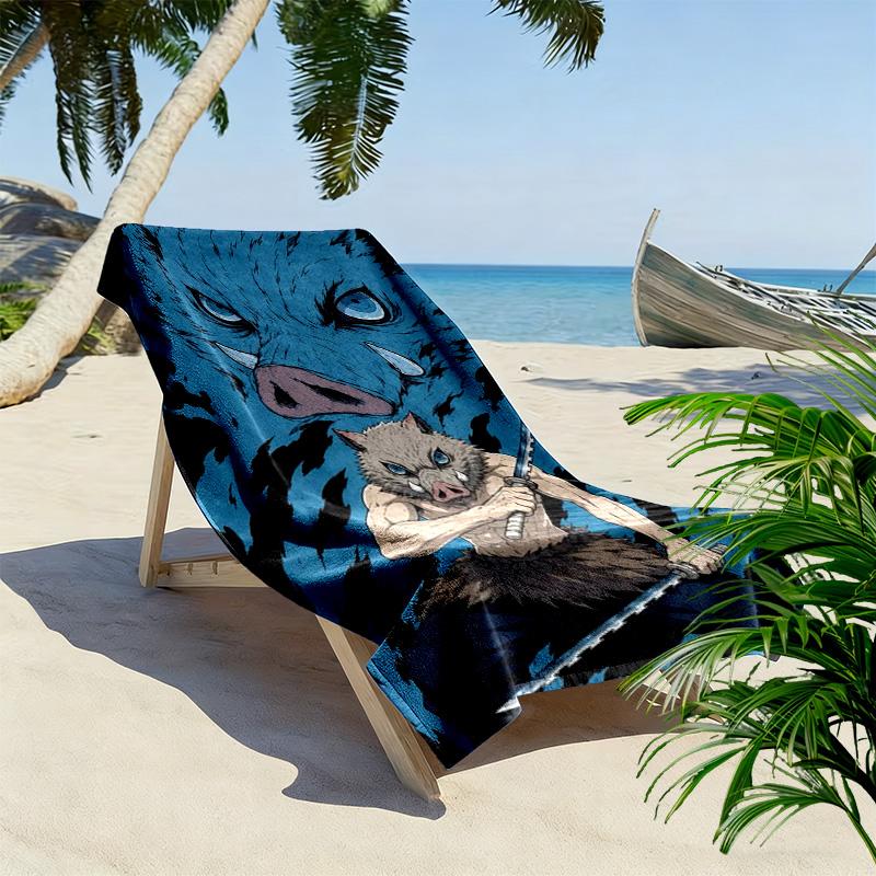 Demon Slayer Character Print Beach Towel, Large Soft Quick Dry Towel for Beach Camping Swimming