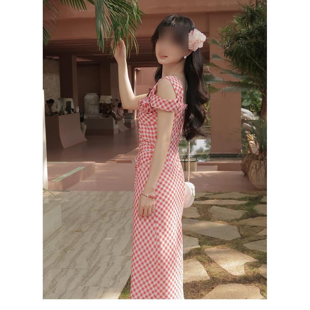 Retro Super Good-looking Vacation Style Unique and Beautiful Versatile Printed Suspender Skirt Summer Dress Seaside