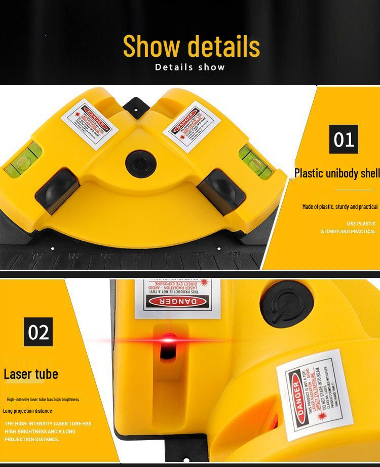 90° Tile Laying Tool: Wall & Floor Tile Level with Laser Right Angle Meter