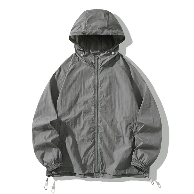 Летняя тонкая куртка с капюшоном, мужская водонепроницаемая солнцезащитная одежда, полностью застегивающаяся на молнию, быстросохнущая черная ветровка