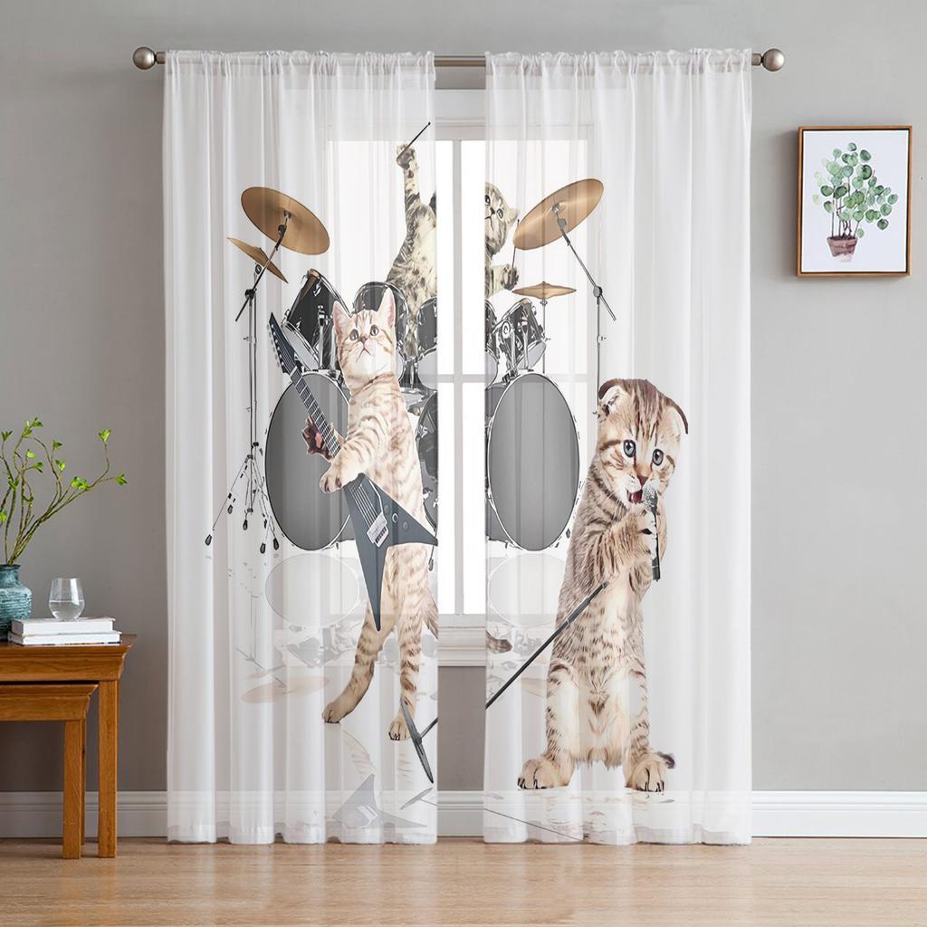 Тюлевые шторы для гостиной, черные милые простые шторы для спальни, кабинета, окна, кухни, балкона, вуали, интерьерные шторы