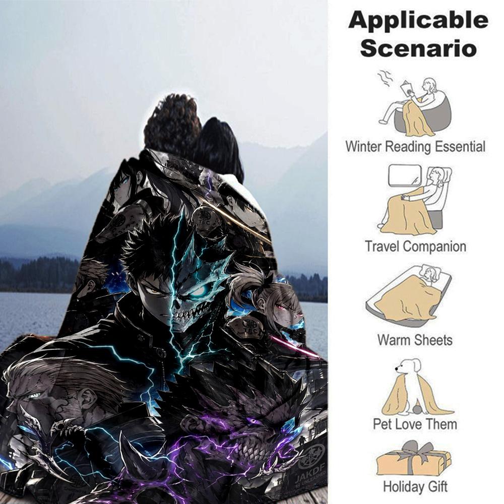 kaiju no 8 Print Flannel Blanket High Quality Warm Comfortable Cover for All Seasons Perfect for Gifts Home Decor