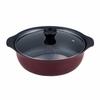 YNSN-28BR Divided Pot, Tabletop Pot with Glass Lid, Brown, 28 X 28 X 10.5 Cm, IH Compatible, Two-Color Pot