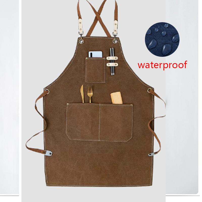Хлопковый водонепроницаемый масляный холщовый фартук, фартук на талию для кофейни, магазина молочного чая, для дома, кухни, садоводства, работы