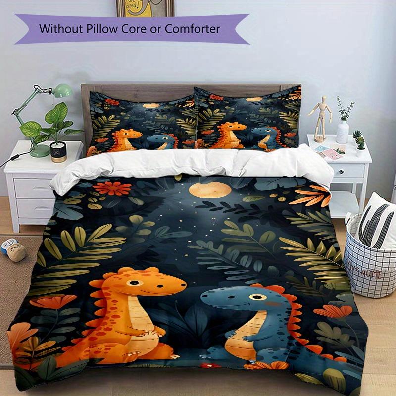 3pcs Animal-themed Dino Patterns Soft and Comfortable Breathability, Bedding Set, Machine Washable, Suitable for All Seasons124