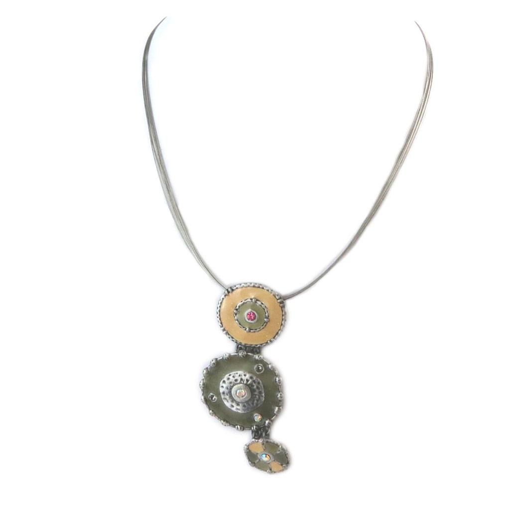 Les Trésors De Lily [E2468] — Дизайнерское колье «Мимозы» цвета охры серого цвета